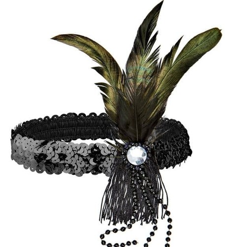 1920s sequin feather headband - sequin,