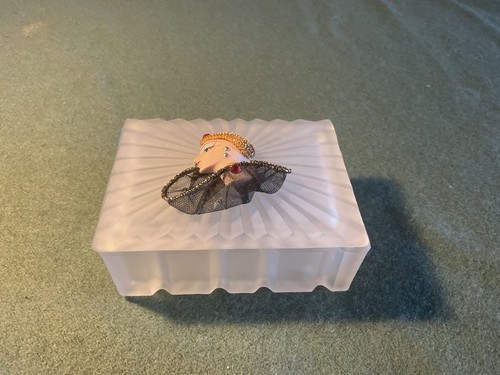 Vintage glass powder - glass, puff