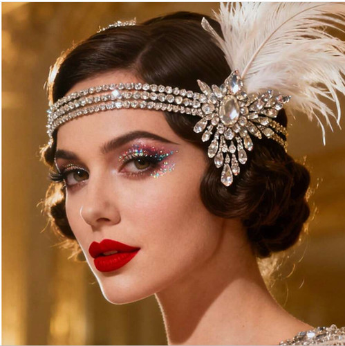 Flapper headband 1920s silver - headband-1920s,