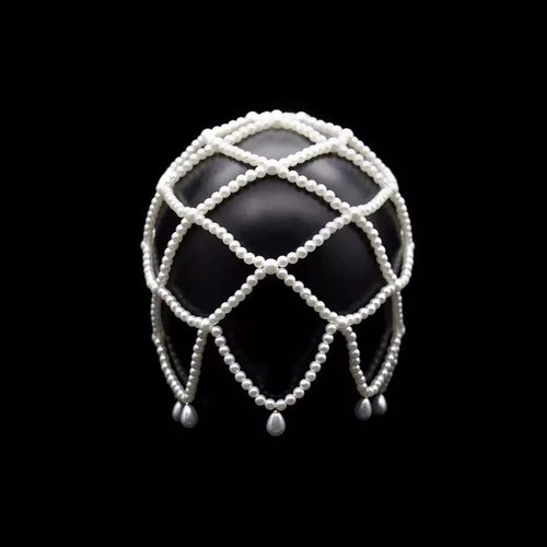 1920s white mesh pearl - white,